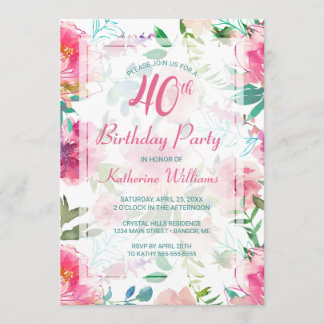 30. GeburtstagTropisches Pink-Pink-Party Einladung