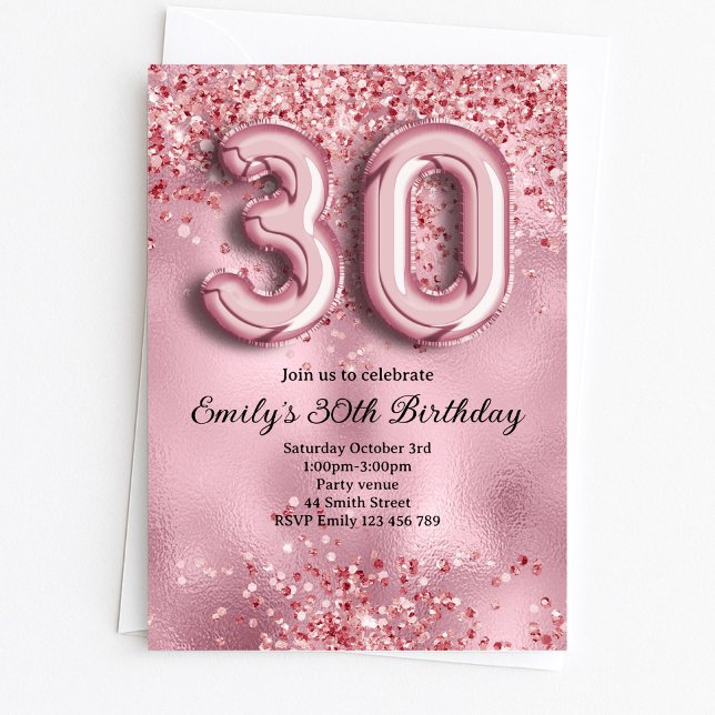 30. Glitzernder Pinker Geburtstag Einladung (Von Creator hochgeladen)