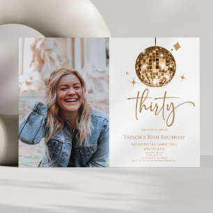 30 Gold Disco Ball Foto 30. Geburtstag Party Einladung