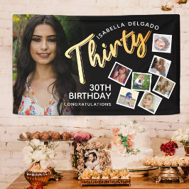 30 goldene Fotos zum 30. Geburtstag auf schwarz Banner