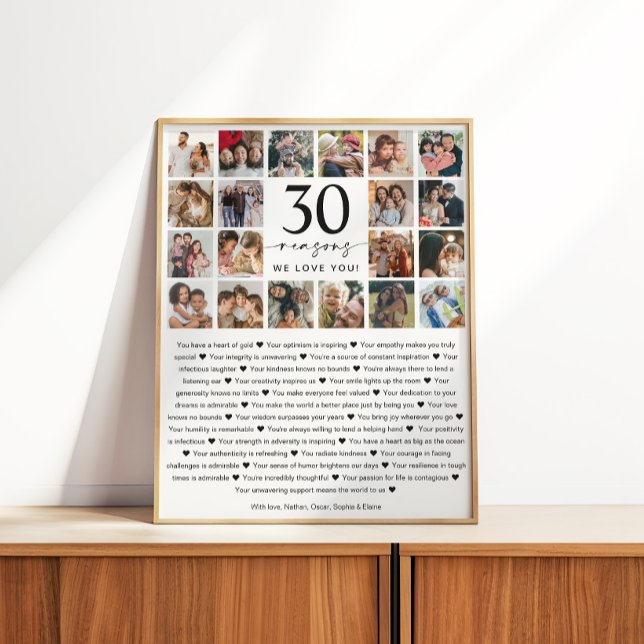 30 Gründe, aus denen wir Sie Liebe Foto Collage Ke Poster (Von Creator hochgeladen)