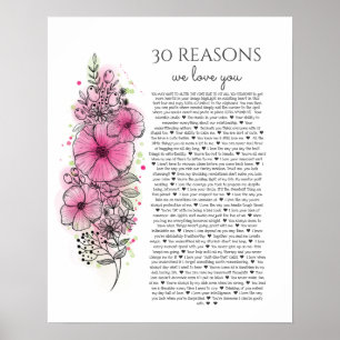 30 Gründe, warum wir dich Tattoo-Stil-Geschenk lie Poster
