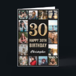 30. Happy Birthday Black and Gold Foto Collage Karte<br><div class="desc">30. Happy Birthday Black und Gold Foto Collage Geburtstagskarte. Für weitere Anpassungen klicken Sie bitte auf die Schaltfläche "Anpassen" und verwenden Sie unser Designwerkzeug, um diese Vorlage zu ändern.</div>