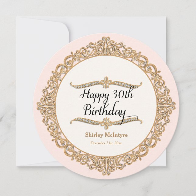 30. Happy Birthday Party Celebration Round Invite Einladung (Vorderseite)