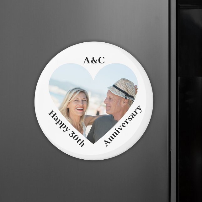 30 Heiratsjahrfeier Couple Keepake Heart Foto Magnet (30 Wedding Anniversary Couple Keepsake Heart Photo Magnet
)