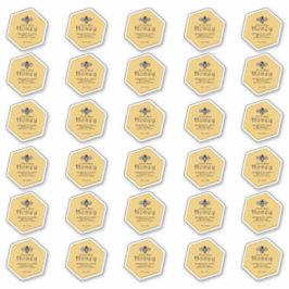 30 hexagonförmiger, wasserfester, gelber Honig mit Aufkleber