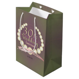 30. Hochzeit-Jubiläum-Perlen auf dem Plum Moss Mittlere Geschenktüte