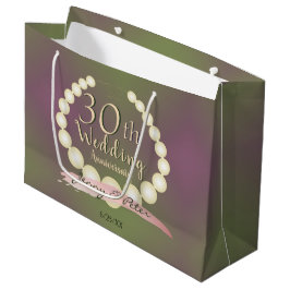 30. Hochzeit Jubiläum Perlen auf Plum Moss Lrg. Große Geschenktüte
