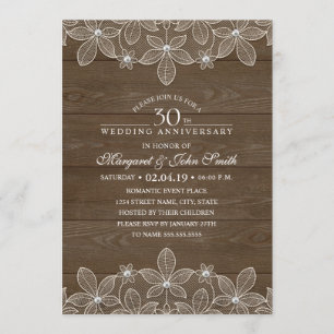 30. Hochzeit Jubiläum Rustikale Holzlandschaft Einladung