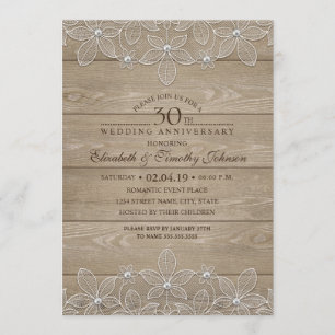 30. Hochzeit Jubiläum Rustikales Holz Vintage Spit Einladung