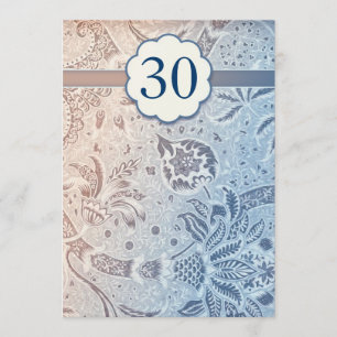 30 Hochzeit Jubiläumseinladungen blau elegant Einladung