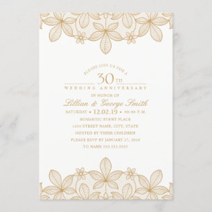 30. Hochzeitsjubiläum Elegante goldene Spitze Einladung