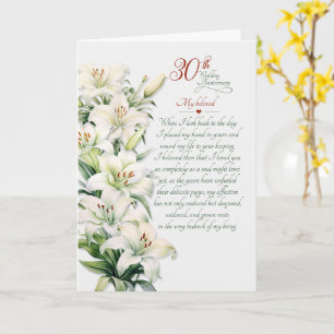 30. Hochzeitsjubiläum Romantische Weiße Lilien Karte