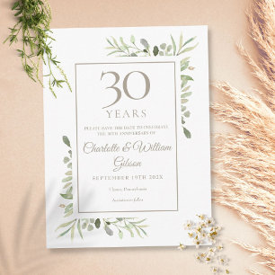 30. Hochzeitsjubiläum Save the Date Greenery Postkarte