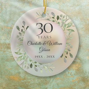 30. Hochzeitsjubiläum Wasserfarbe Grün Pearl Keramik Ornament