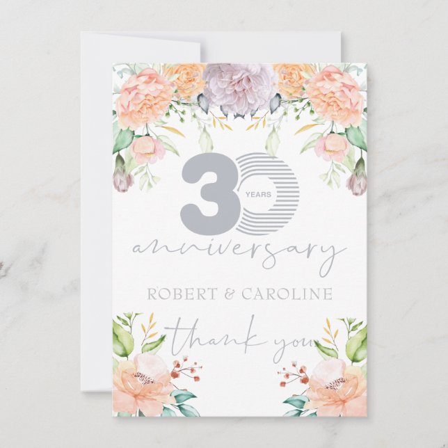 30. Hochzeitstag Blumenbeweis Vielen Dank Dankeskarte (Vorderseite)