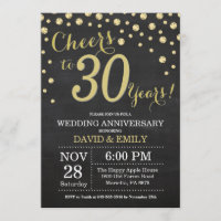 30. Hochzeitstag Chalkboard Black and Gold