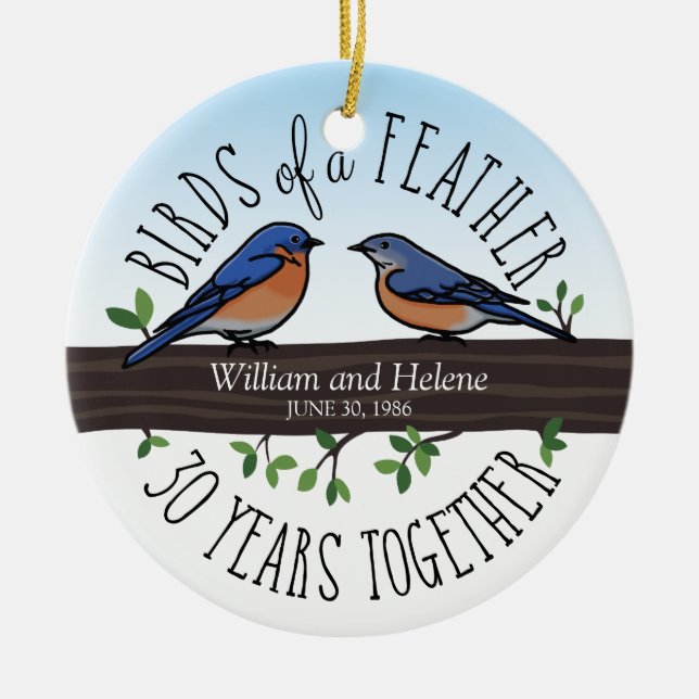 30. Hochzeitstag, Drosseln einer Feder Keramik Ornament (Vorne)