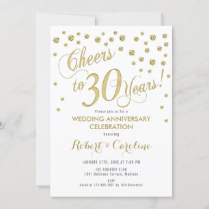 30. Hochzeitstag-Einladung - Gold & Weiß Einladung