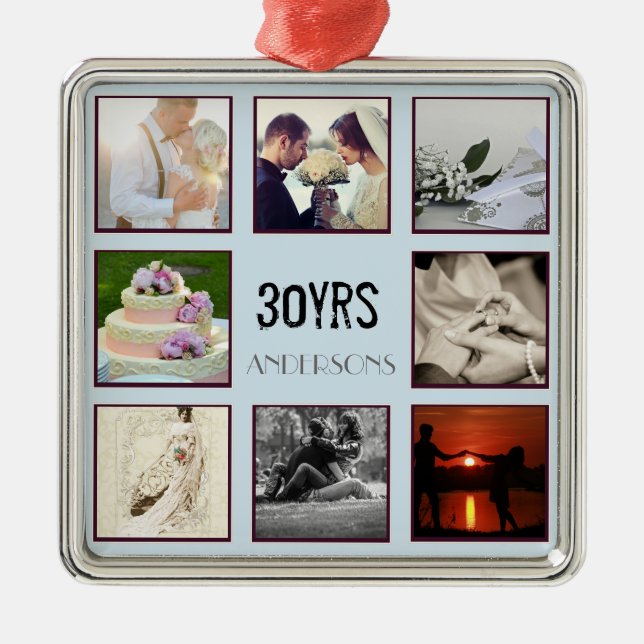 30. Hochzeitstag Foto Instagram Custom Silbernes Ornament (Vorne)
