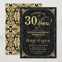 30. Hochzeitstag - Gold Black Damask