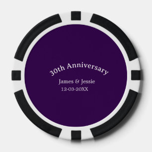 30. Hochzeitstag Name Datum lila einfach Pokerchips