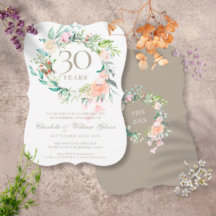 30. Hochzeitstag Pearl Rose Blumenkohl Einladung