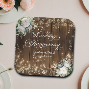 30. Hochzeitstag Rustikale Streichlichter Pappteller