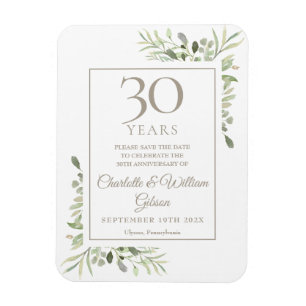 30. Hochzeitstag Save the Date Grüne Magnet