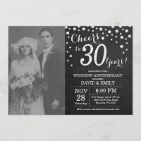 30. Hochzeitstag-Schiefertafel Schwarz Silber