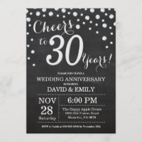 30. Hochzeitstag Schwarzes Silber Chalkboard