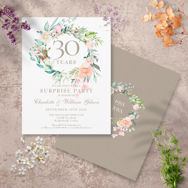 30. Hochzeitstag Überraschung Party floral Postkarte (Von Creator hochgeladen)