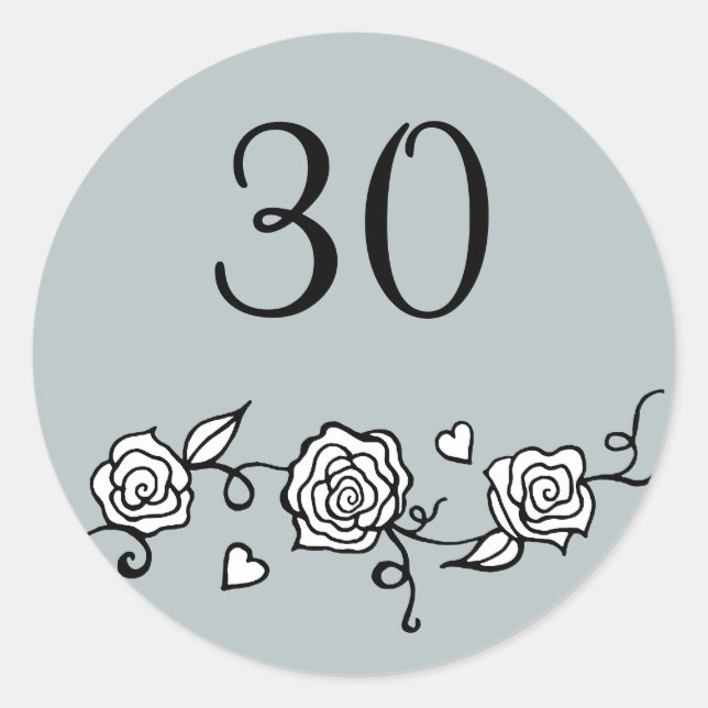 30. Hochzeitsticker Runder Aufkleber (Vorderseite)