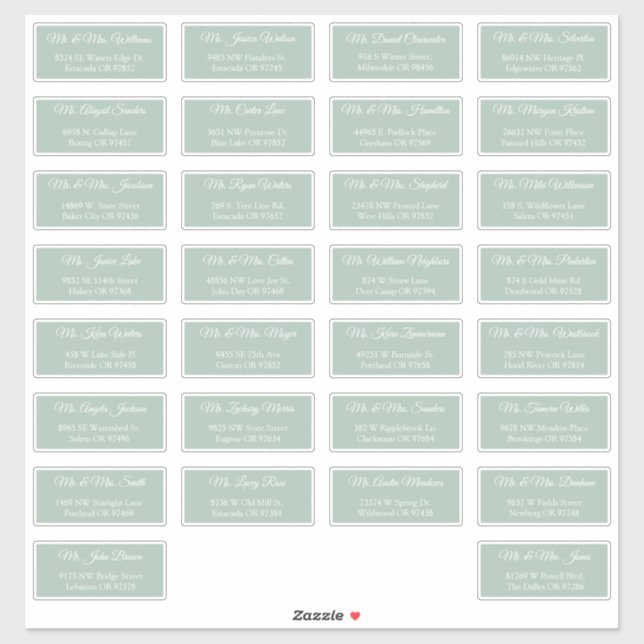 30 individuelle Hochzeitsgast-Adressaufkleber  Aufkleber (Blatt)