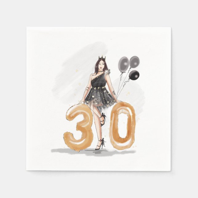 30 Jahre alt, glücklich 30. Serviette (Vorderseite)