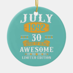 30 Jahre alte Geschenke Vintage Juli 1992 30. Gebu Keramik Ornament