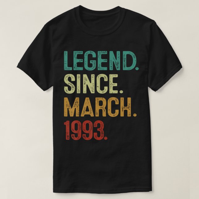 30 Jahre alte Legende seit März 1993 30. Geburtsta T-Shirt (Design vorne)