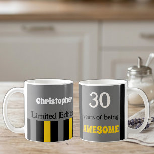 30 Jahre großartig Name grau gelb Kaffeetasse