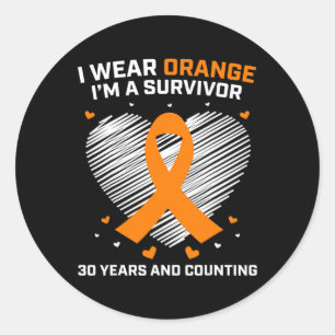 30 Jahre Leukämie Überlebenspenden Orangenkrebs fr Runder Aufkleber