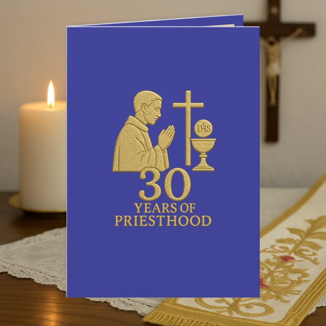 30 Jahre Priestertum Gold Elegant Katholik Karte (Von Creator hochgeladen)