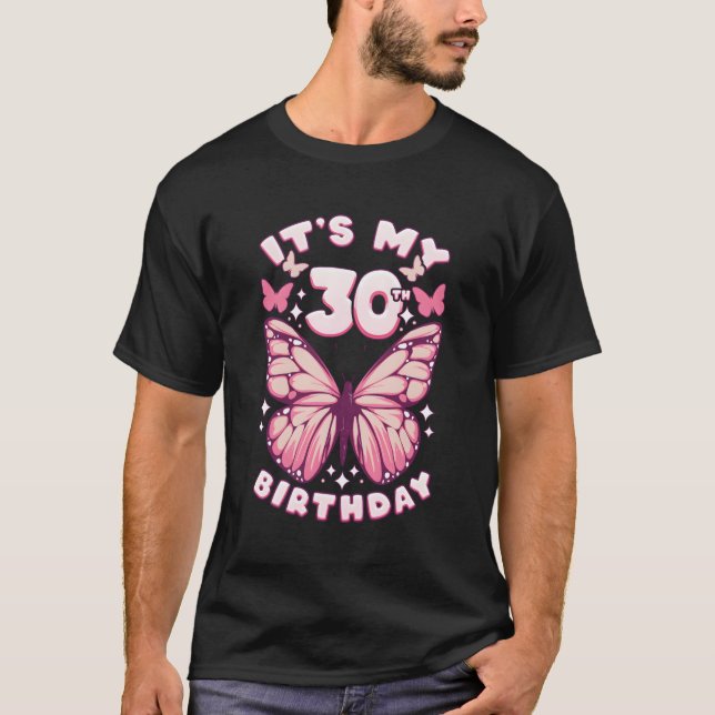 30 Jahre Schmetterlinge und Zahl 30 T-Shirt (Vorderseite)