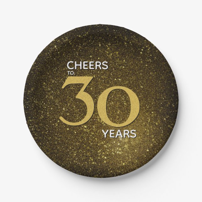 30 Jahre Schwarzes Gold 30. Geburtstag Pappteller (Vorderseite)