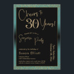 30 Jahre Überraschung Geburtstagsparty, Aquamarin Einladung<br><div class="desc">Mit zwei markanten Schriftart habe ich Grafiken für Ihre Ankündigung erstellt und sie mit einem Imitat-Metallic-Goldeffekt für ein festliches Ambiente verziert. Obwohl jedes Teil auf den Anzug Ihrer Bedürfnisse verschoben werden kann, lautet der Header "Cheers to 30 Years!" und "Überraschendes Party". ("Überraschung" kann entfernt werden, wenn Ihr Party nicht vorhanden...</div>