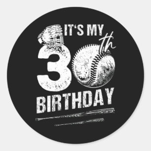 30 Jahre Vintager Baseball Happy 30. Geburtstag Runder Aufkleber