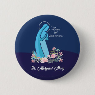 30. Jahrestag des religiösen Lebens Nun Pink Blume Button