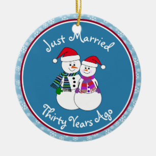 30. Jubiläum Geschenk Spaß Snow Couple Keramikornament