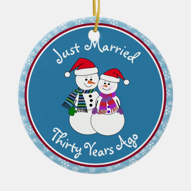 30. Jubiläum Geschenk Spaß Snow Couple Keramikornament (Vorne)