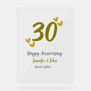 30. Jubiläum goldgraues Hochzeitspaar Acrylschild