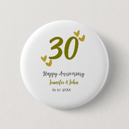 30. Jubiläum goldgraues Hochzeitspaar Button