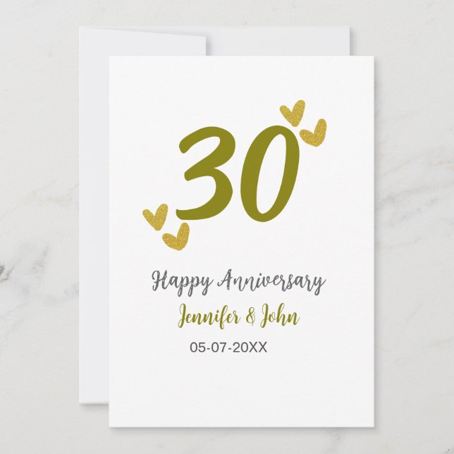 30. Jubiläum goldgraues Hochzeitspaar Einladung (Vorderseite)